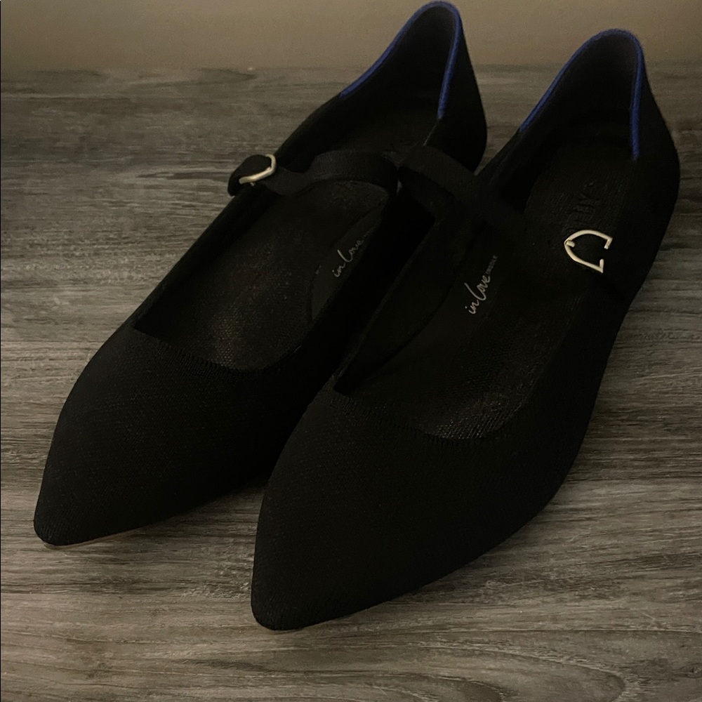 Rothy's Black Women's Flats with Blue Accent